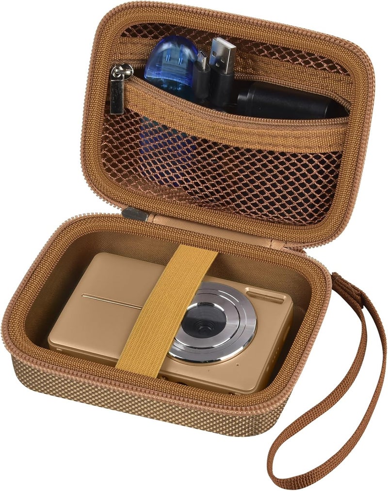 ALKOO Case Compatible with VAHOIALD FHD 1080P Digital Camera/for CAMKORY Digital Point and Shoot/for Kodak PIXPRO FZ45-BK 16MP Vlogging/for IWEUKJLO/for Nsoela, Holder for SD Card More (Dark Brown) - Image 1